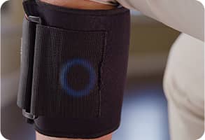 The BeActive® Plus is firmly wrapped around a persons knee